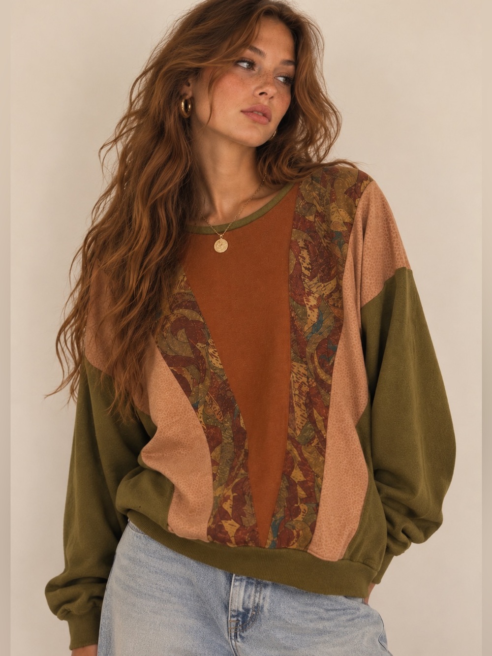 Vintage Cape Cod Sportswear Colorblock Tapestry Oversized Top 90s Y2K Boho M